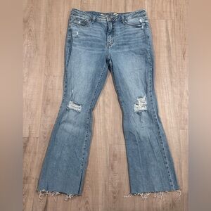 Seven7 Light Blue Distressed Flare Leg Jeans